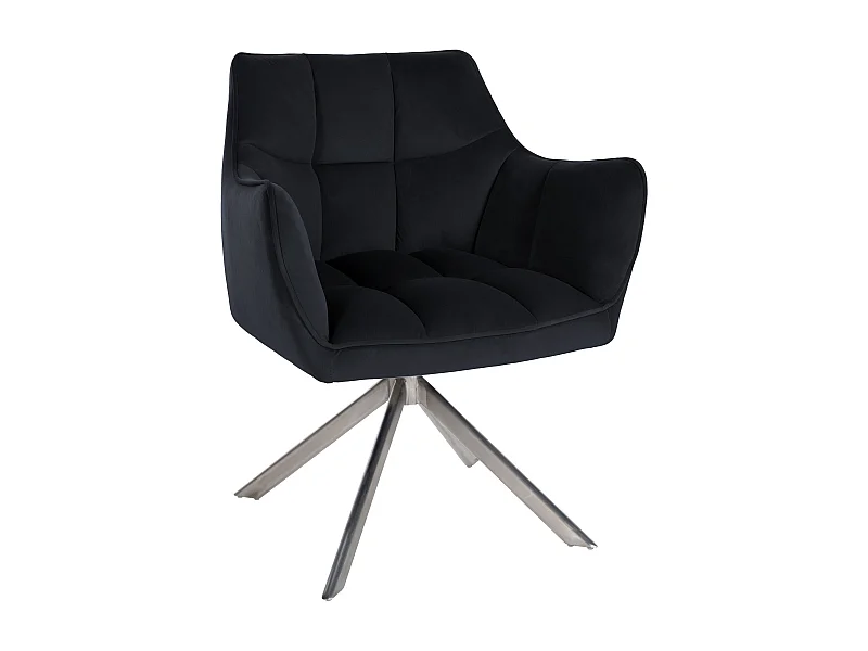 chaises avec accoudoirs - Velours & Acier inoxydable - Noir - Swing