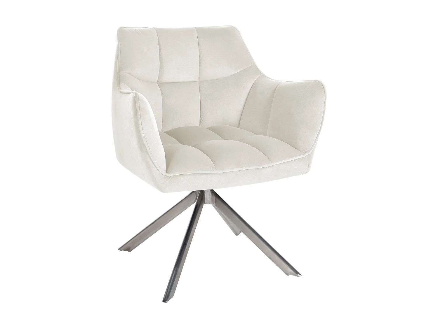 chaises avec accoudoirs - Velours & Acier inoxydable - Crème - Swing