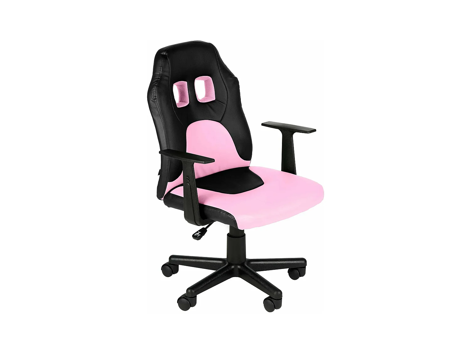 Chaise de bureau - Similicuir & Blanc - Noir / Rose - Fun