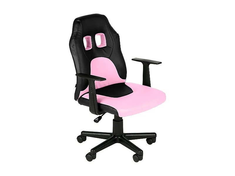 Chaise de bureau - Similicuir & Noir - Noir / Rose - Fun