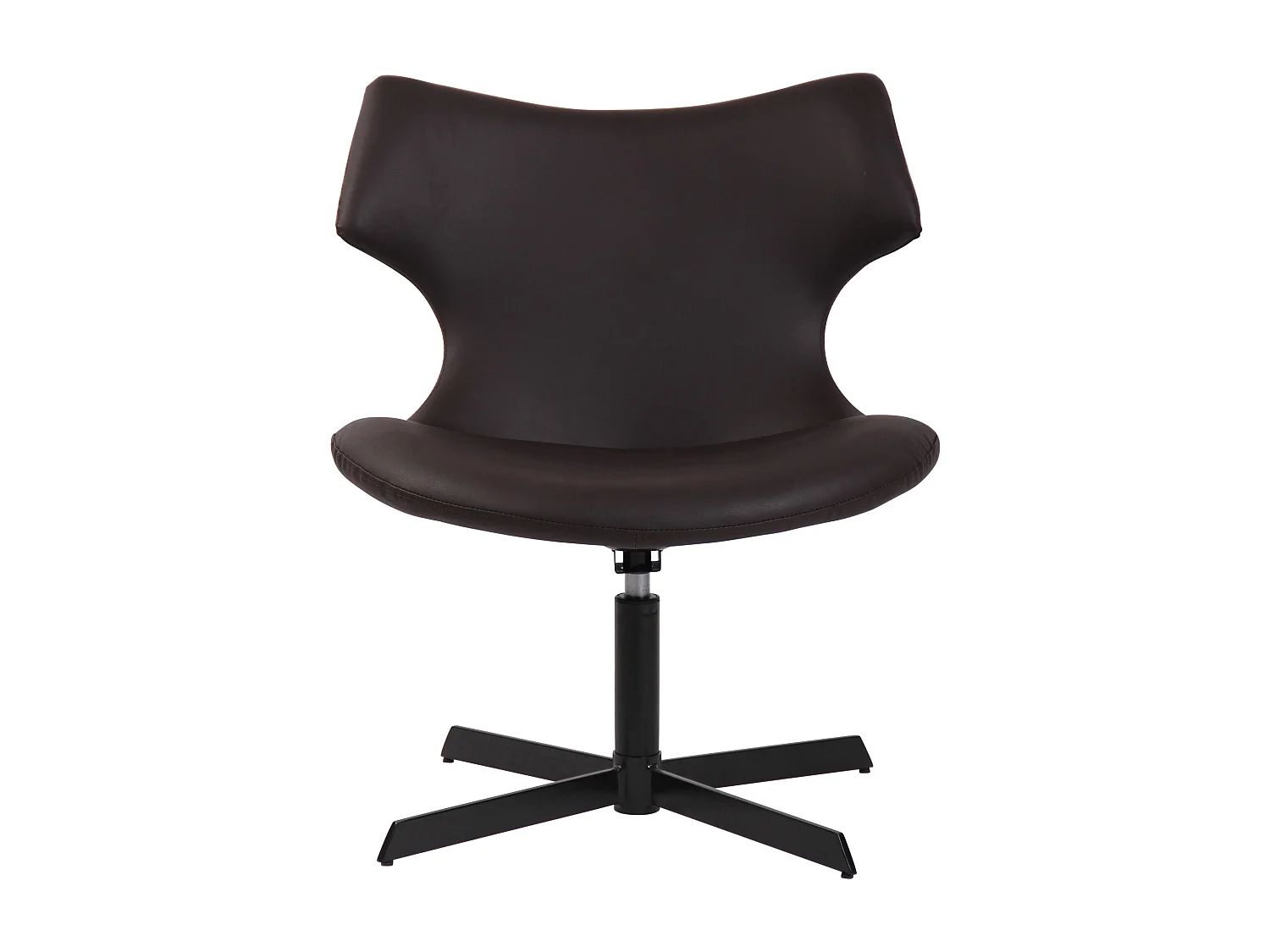 Chaise gondole - Similicuir & Métal noir mat - Marron - Welland