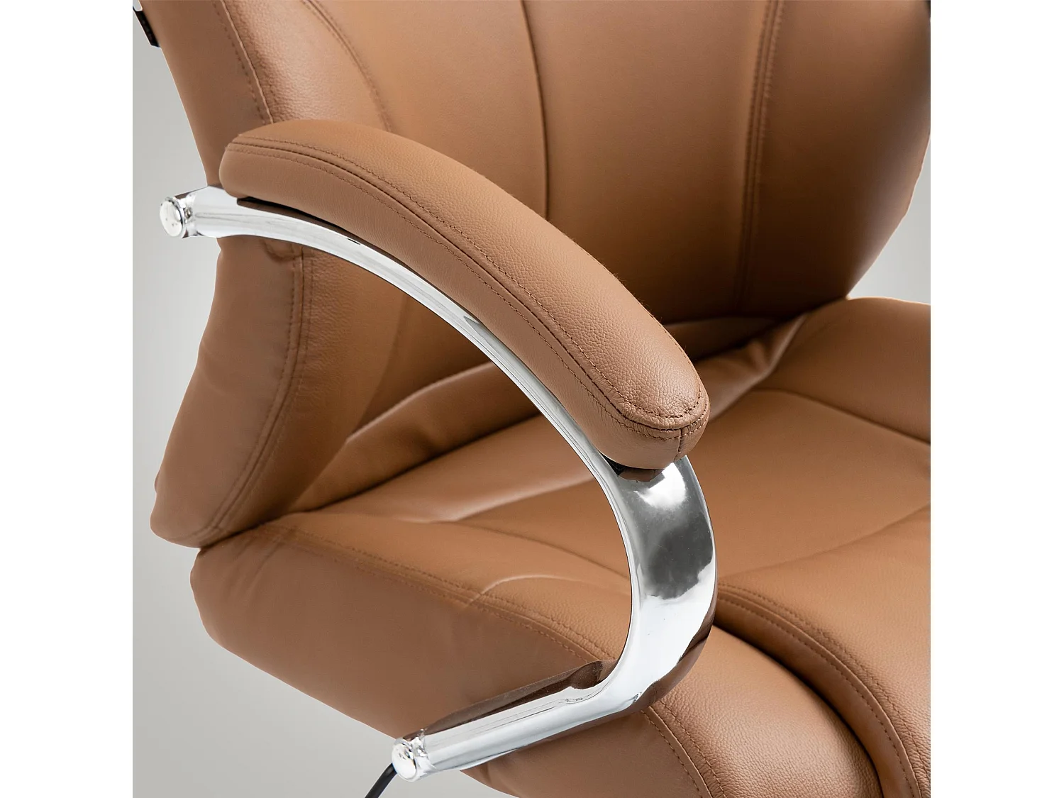 Chaise de bureau - Véritable cuir & Blanc - Marron clair - Salford