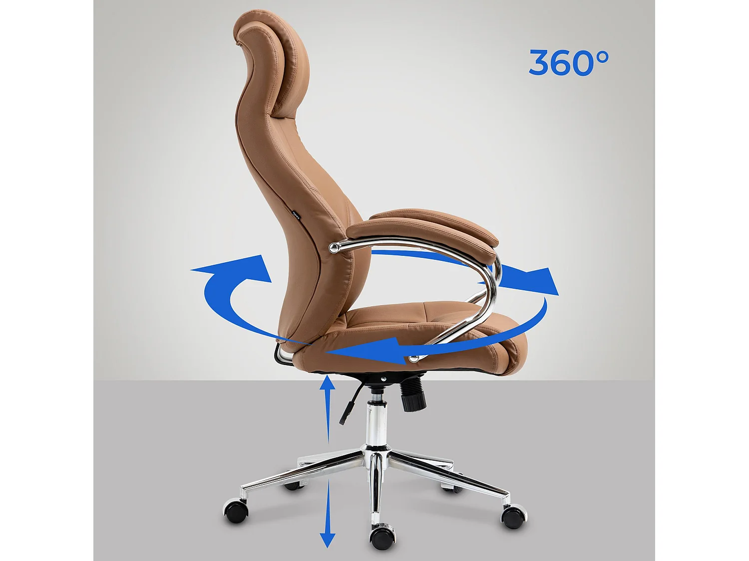 Chaise de bureau - Véritable cuir & Blanc - Marron clair - Salford