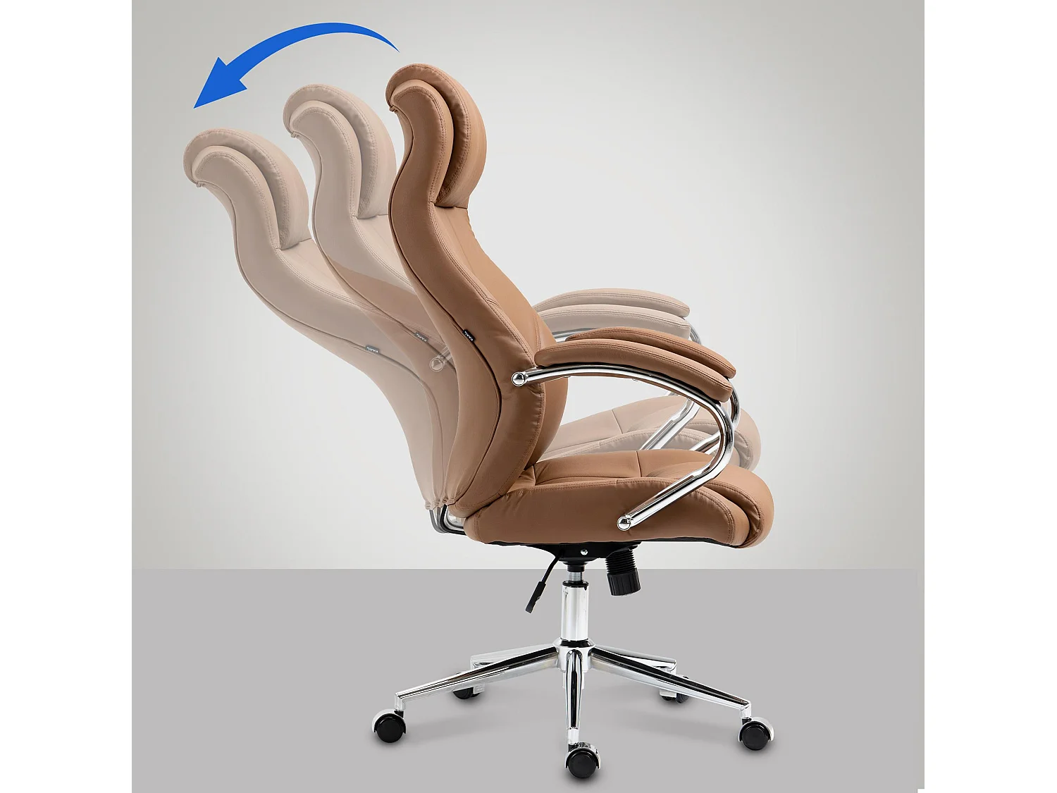Chaise de bureau - Véritable cuir & Blanc - Marron clair - Salford