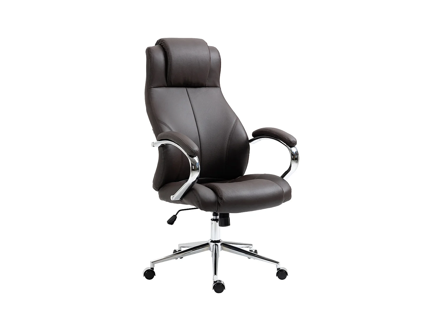 Chaise de bureau - Véritable cuir & Noir - Marron - Salford