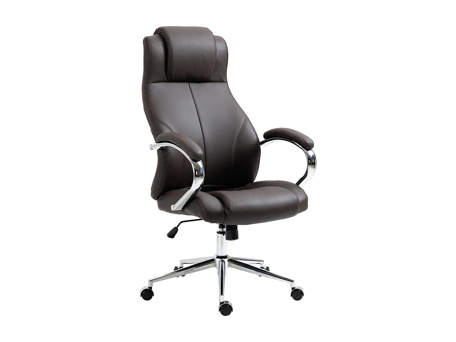 Chaise de bureau - Véritable cuir & Noir - Marron - Salford