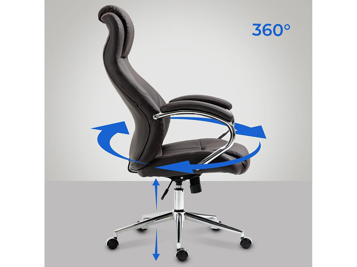 Chaise de bureau - Véritable cuir & Noir - Marron - Salford