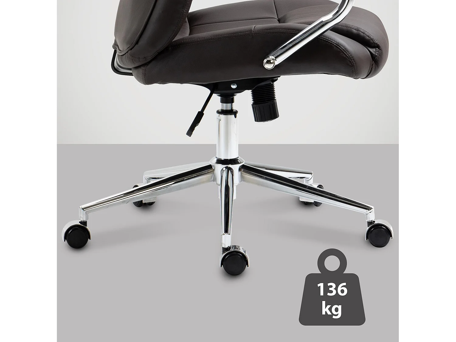 Chaise de bureau - Véritable cuir & Noir - Marron - Salford