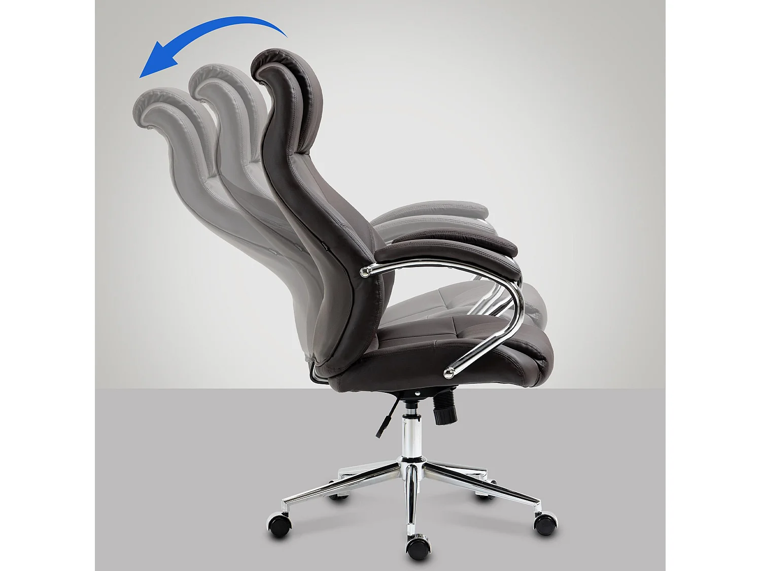 Chaise de bureau - Véritable cuir & Noir - Marron - Salford