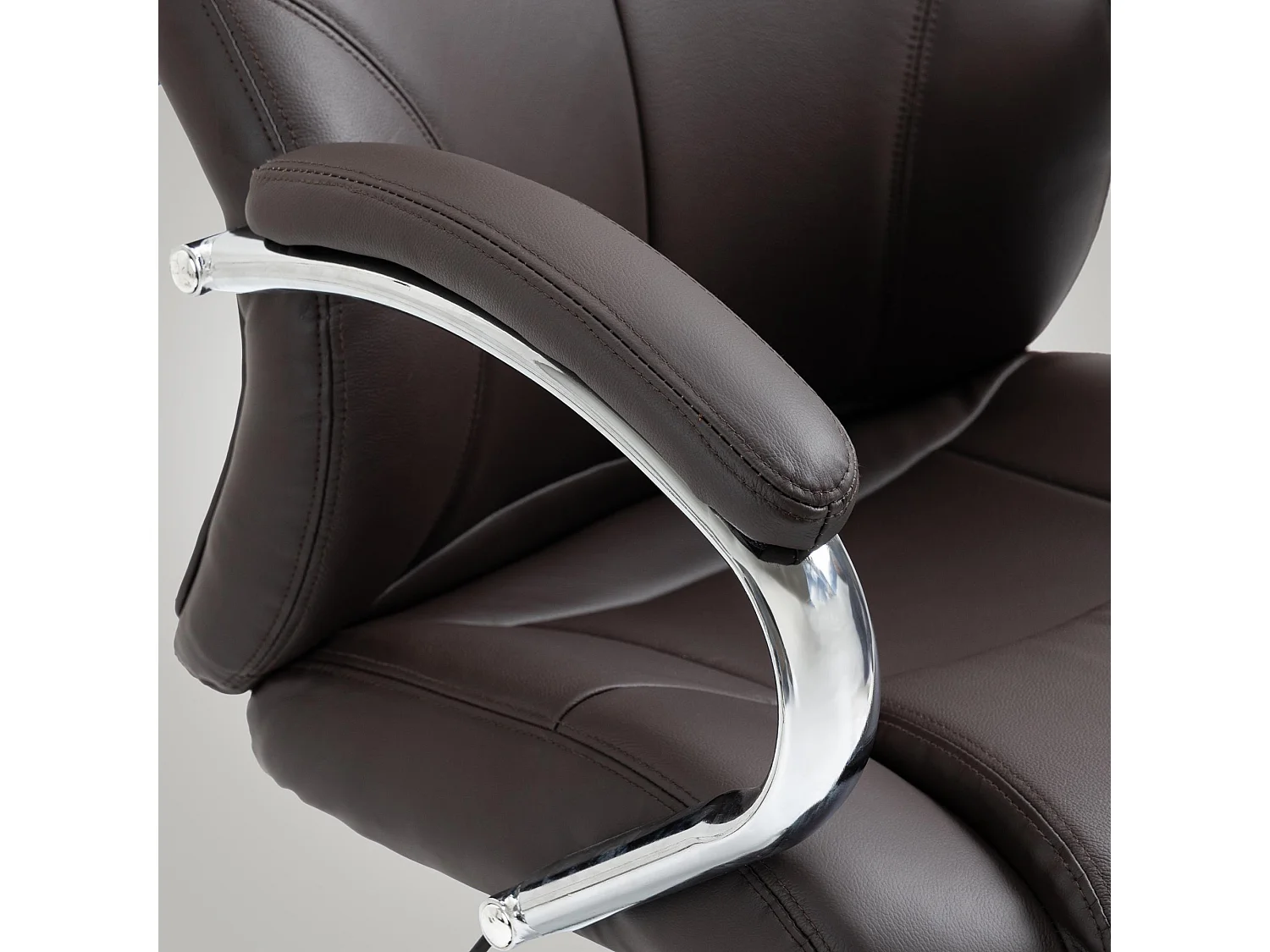 Chaise de bureau - Véritable cuir & Blanc - Marron - Salford