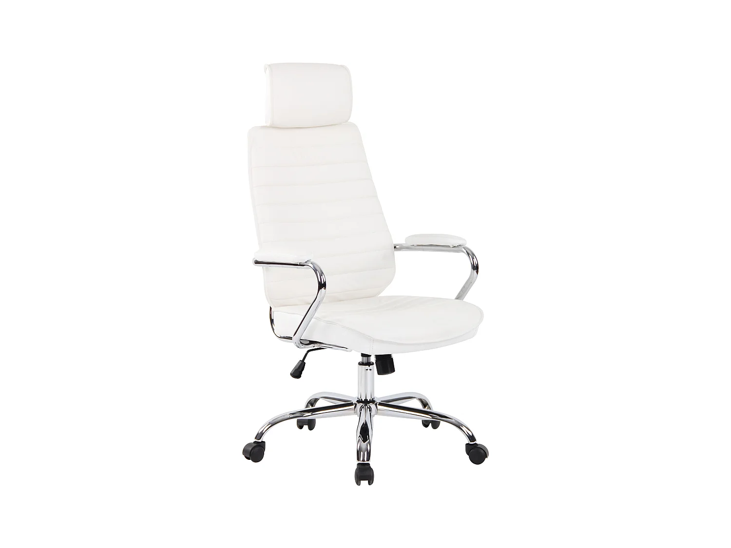 Chaise de bureau - Véritable cuir & Métal chromé - Blanc - Rako