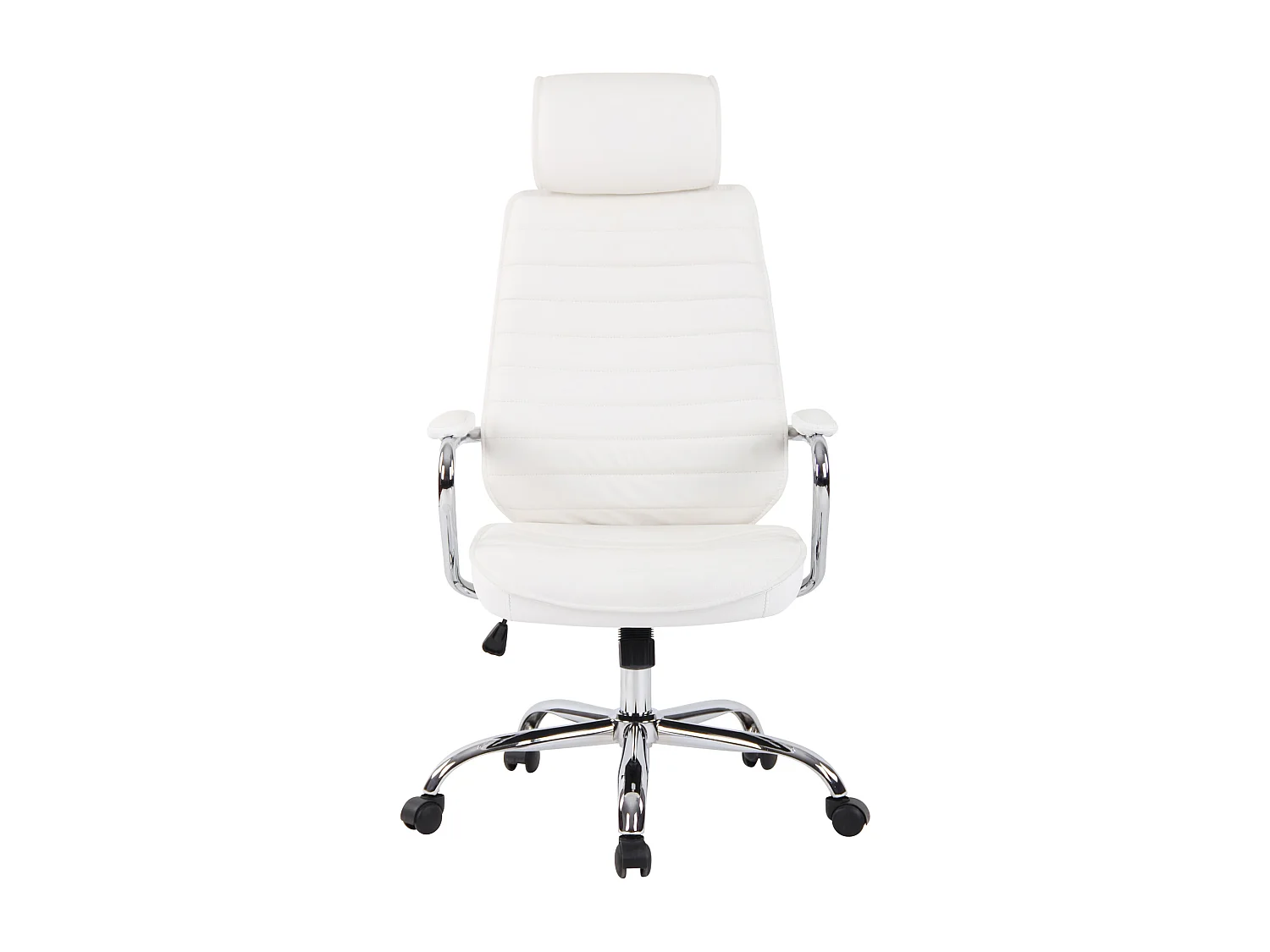 Chaise de bureau - Véritable cuir & Métal chromé - Blanc - Rako