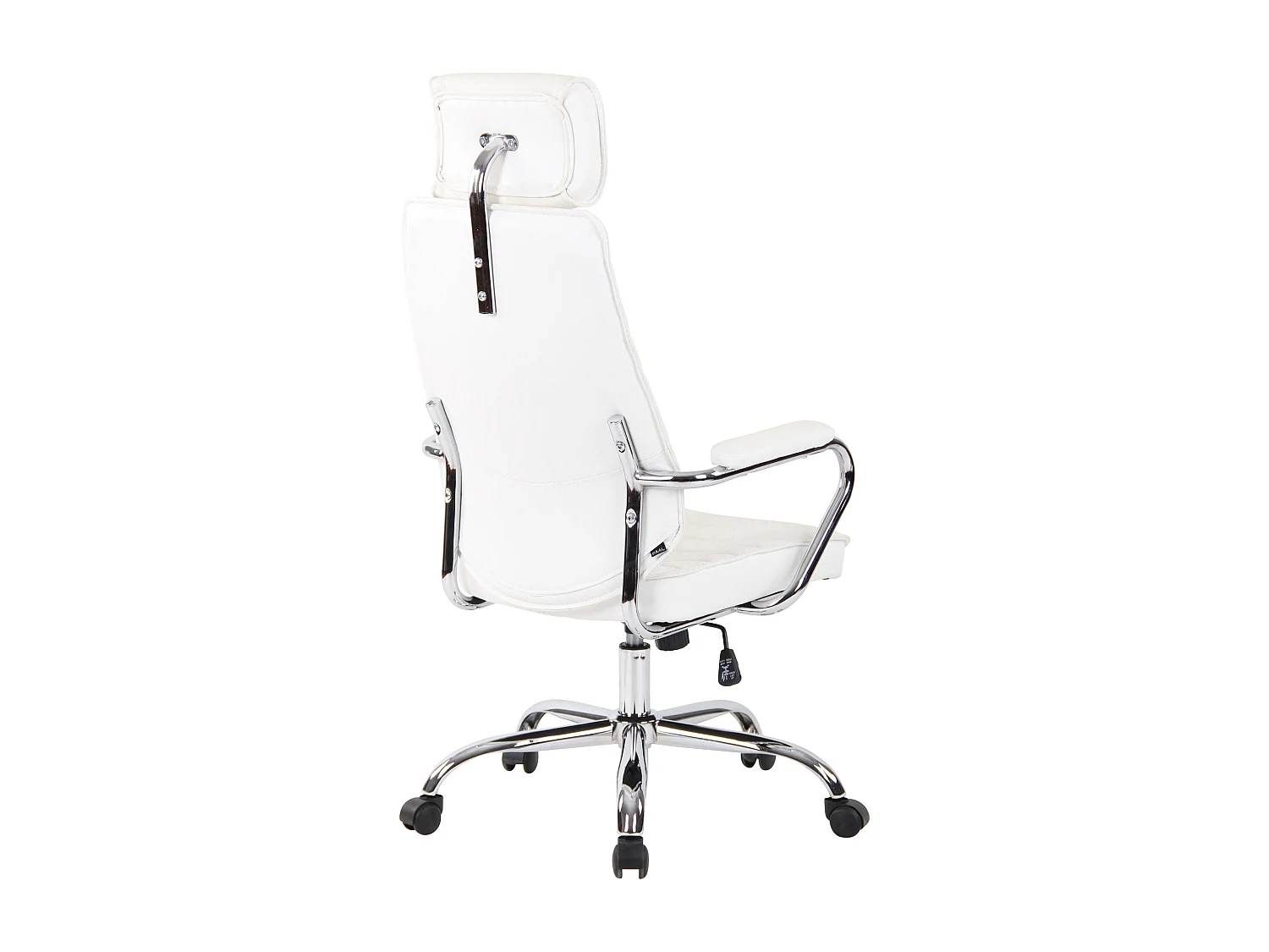Chaise de bureau - Véritable cuir & Métal chromé - Blanc - Rako
