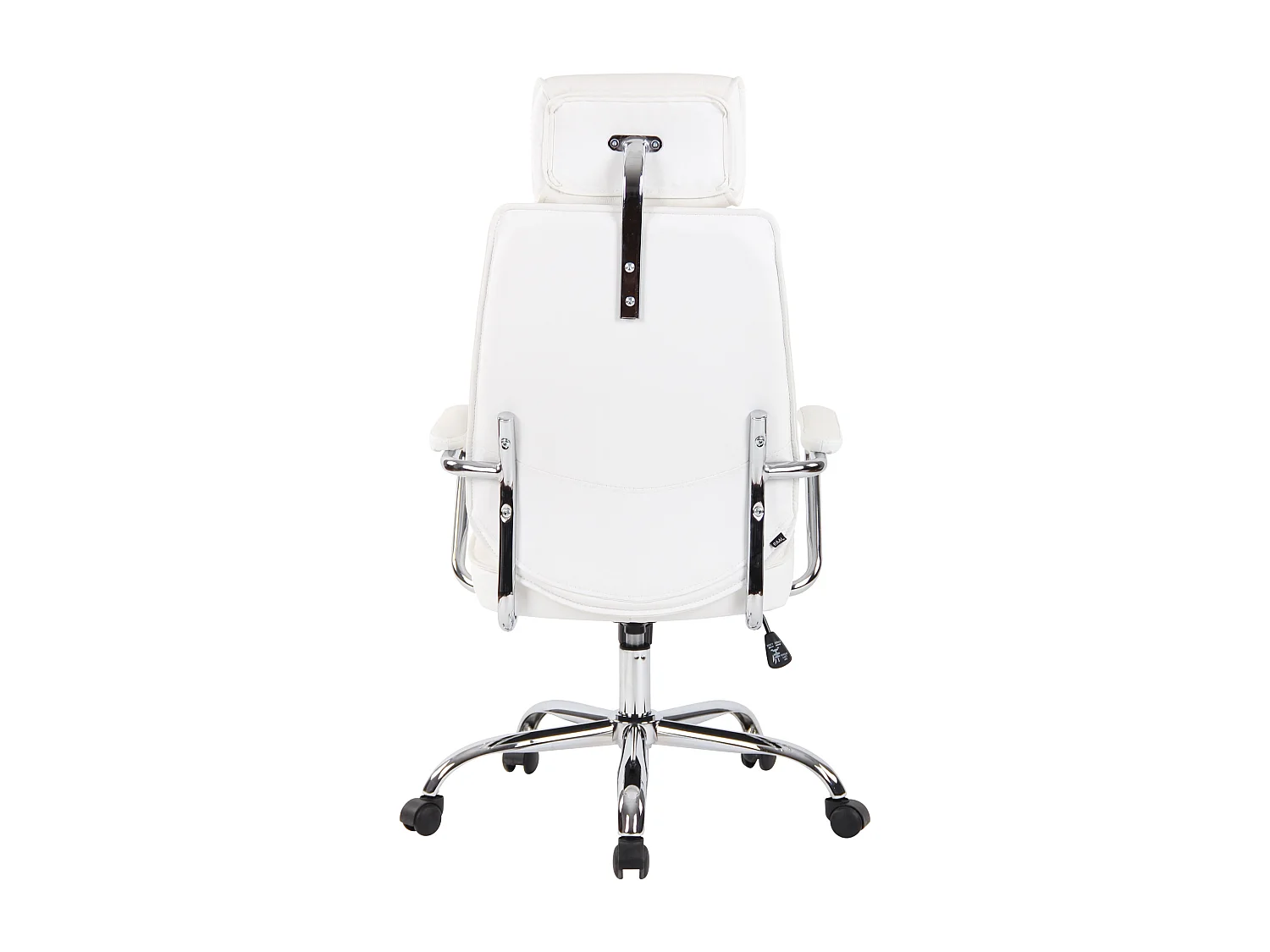 Chaise de bureau - Véritable cuir & Métal chromé - Blanc - Rako