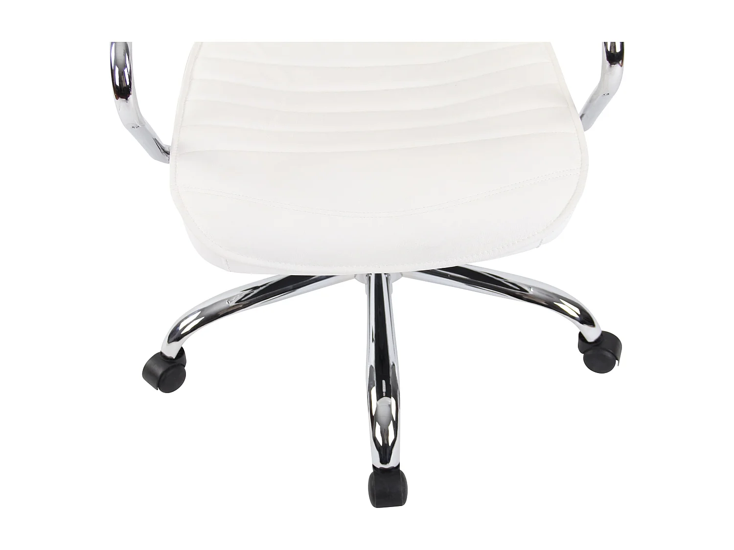 Chaise de bureau - Véritable cuir & Métal chromé - Blanc - Rako