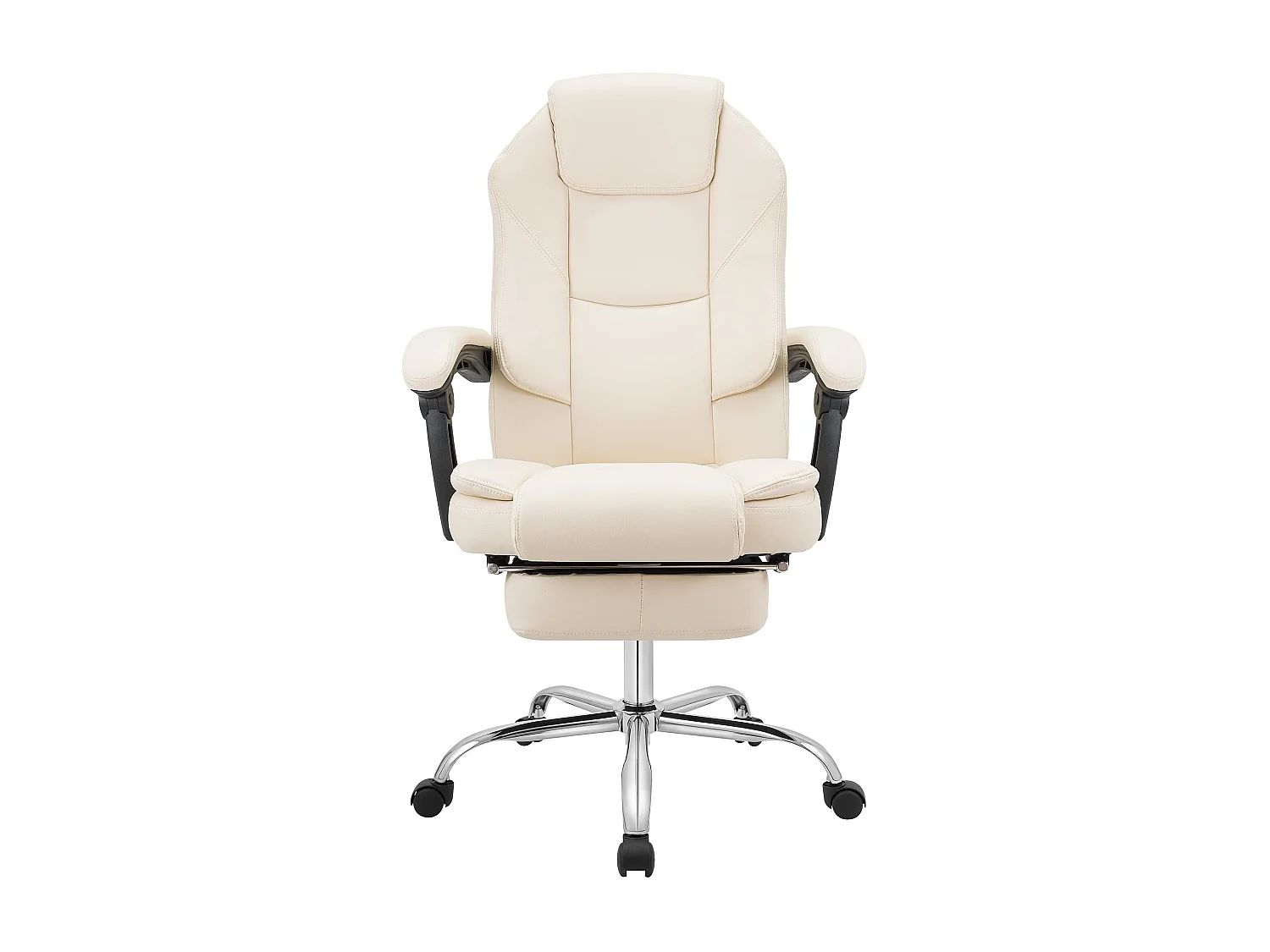 Chaise de bureau - Similicuir & Acier inoxydable - Crème - Castle