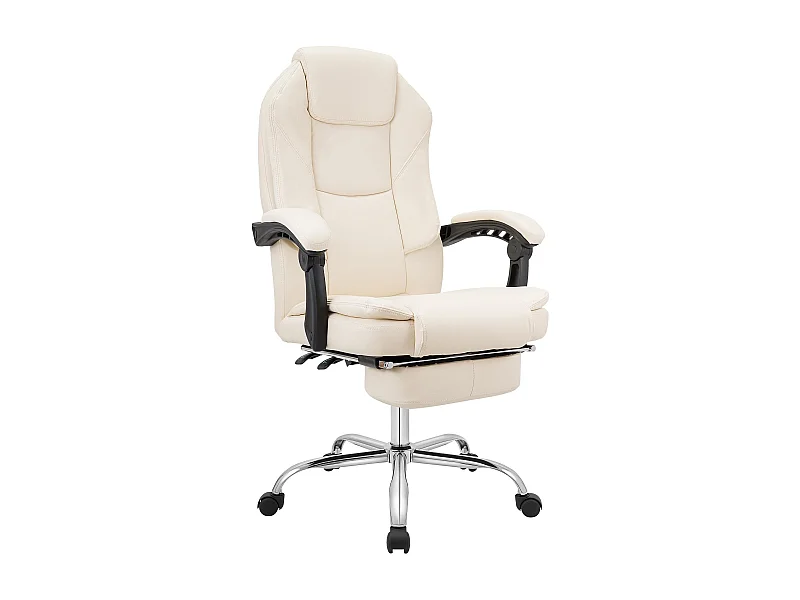 Chaise de bureau - Similicuir & Acier inoxydable - Crème - Castle