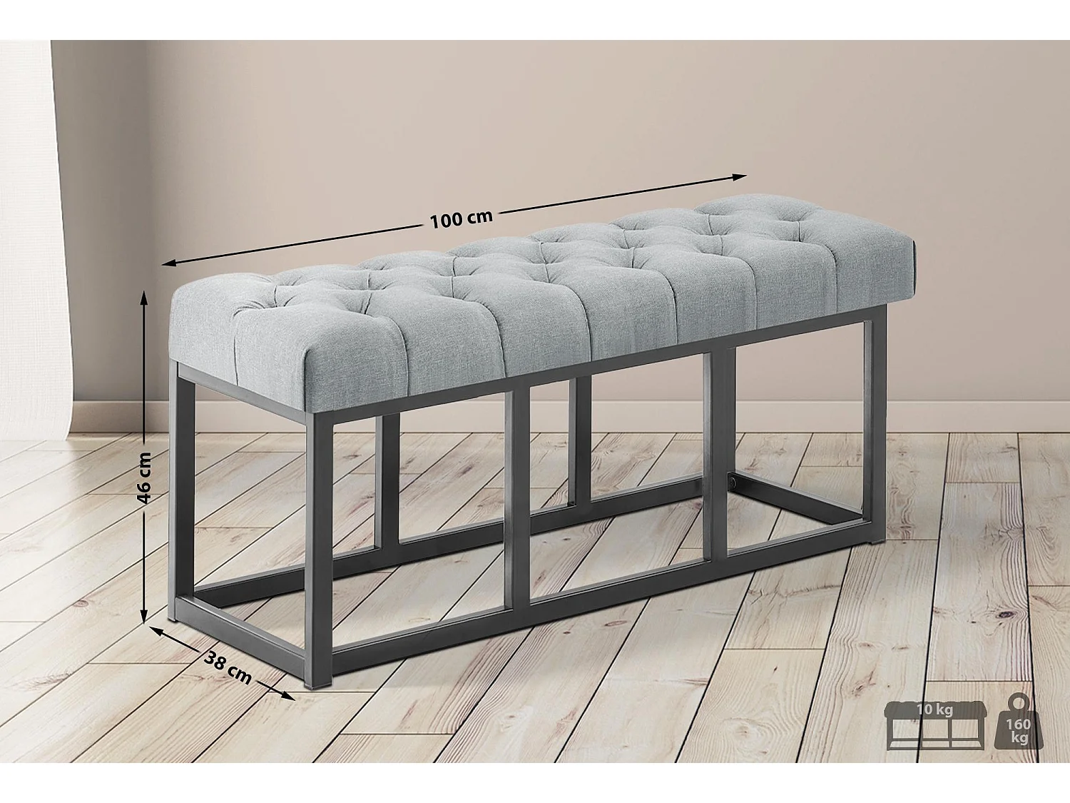 Banquette - Tissu - Gris - Amun