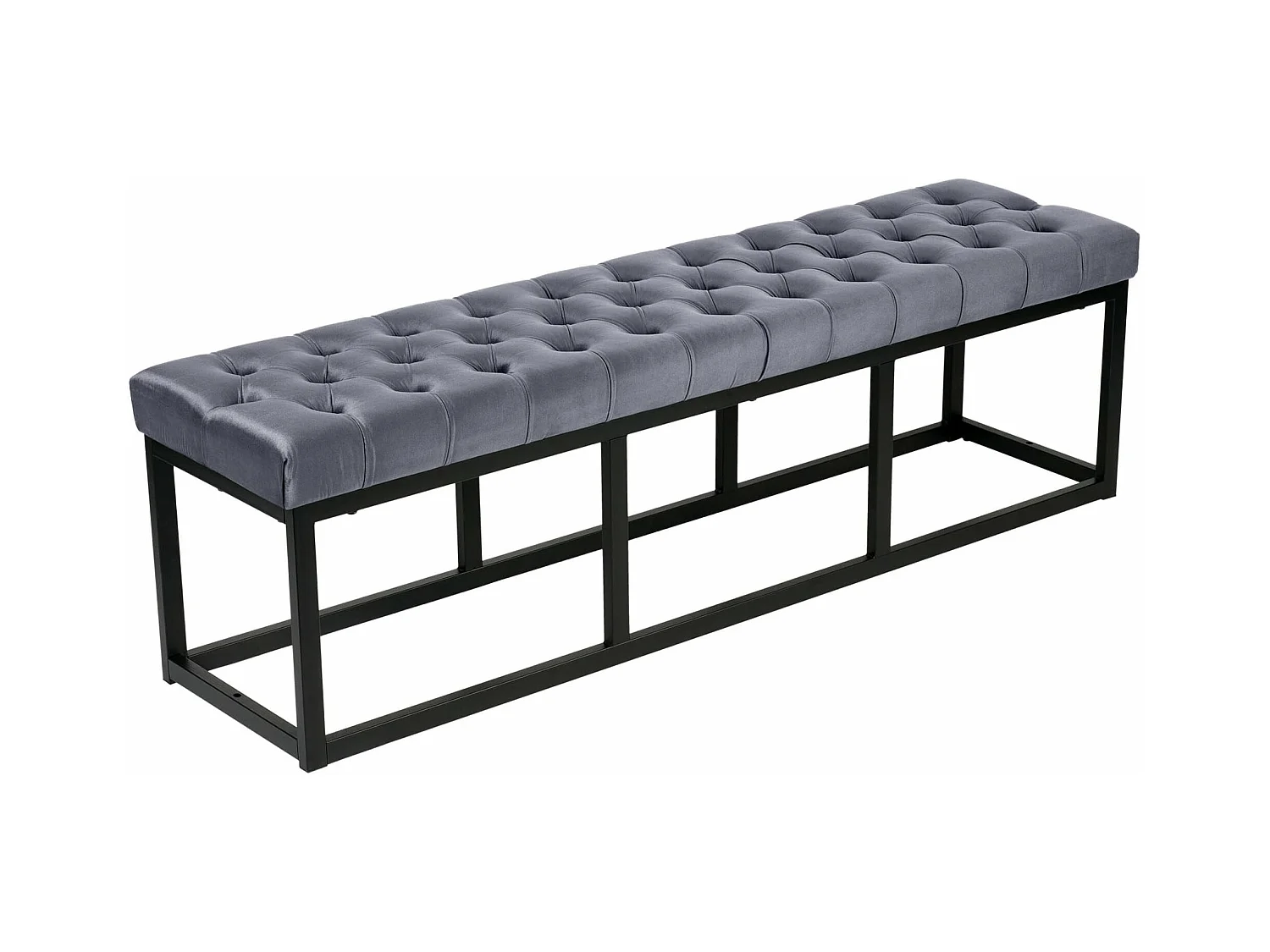 Banquette - Velours & Métal noir mat - Gris - Polson