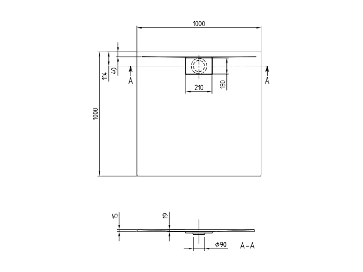 Receveur 100 x 100 x 4,8 VILLEROY ET BOCH Architectura Metalrim acrylique carré blanc