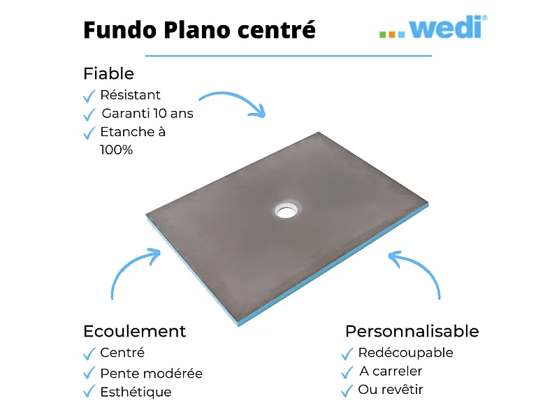 Receveur de douche à carreler WEDI Fundo Primo 90 cm x 90 cm carré