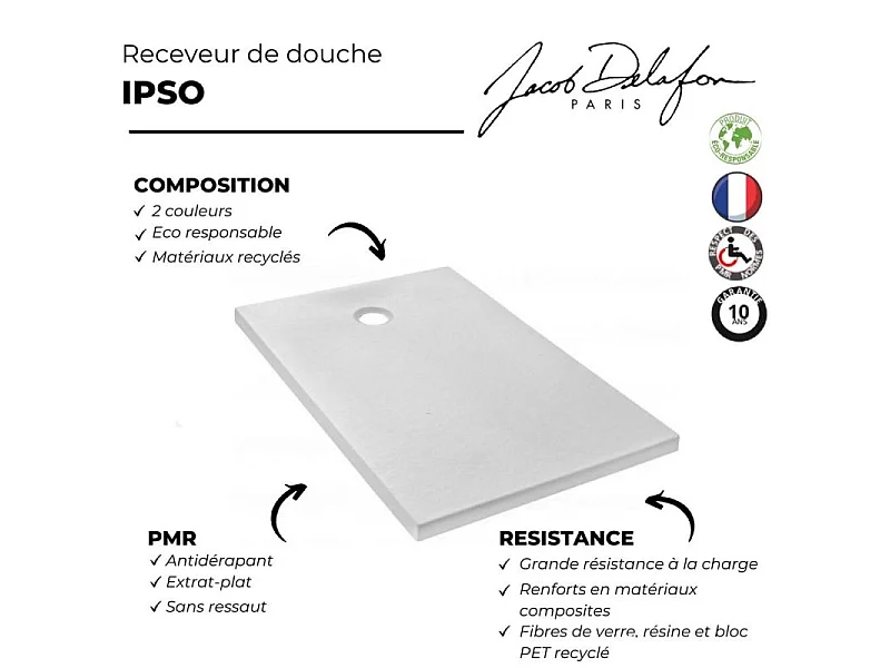 Receveur de douche 160 x 90 JACOB DELAFON Ipso rectangle gris anthracite