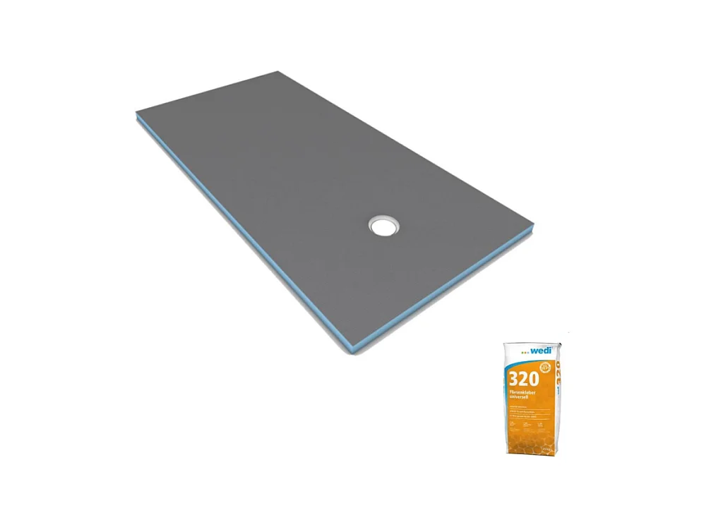 Receveur de douche à carreler 140 x 90 WEDI Fundo Primo rectangle écoulement excentré + colle 320