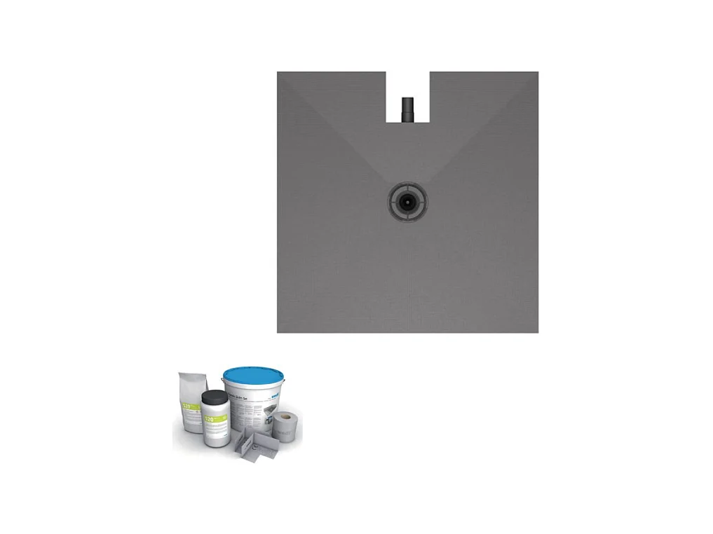 Receveur à carreler 90 x 90 cm WEDI Fundo Plano, bonde intégrée + kit d'étanchéité