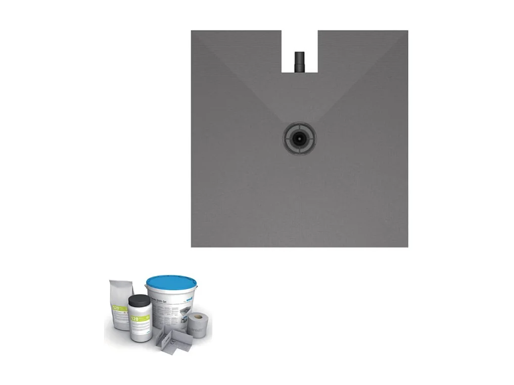 Receveur à carreler 90 x 90 cm WEDI Fundo Plano, bonde intégrée + kit d'étanchéité