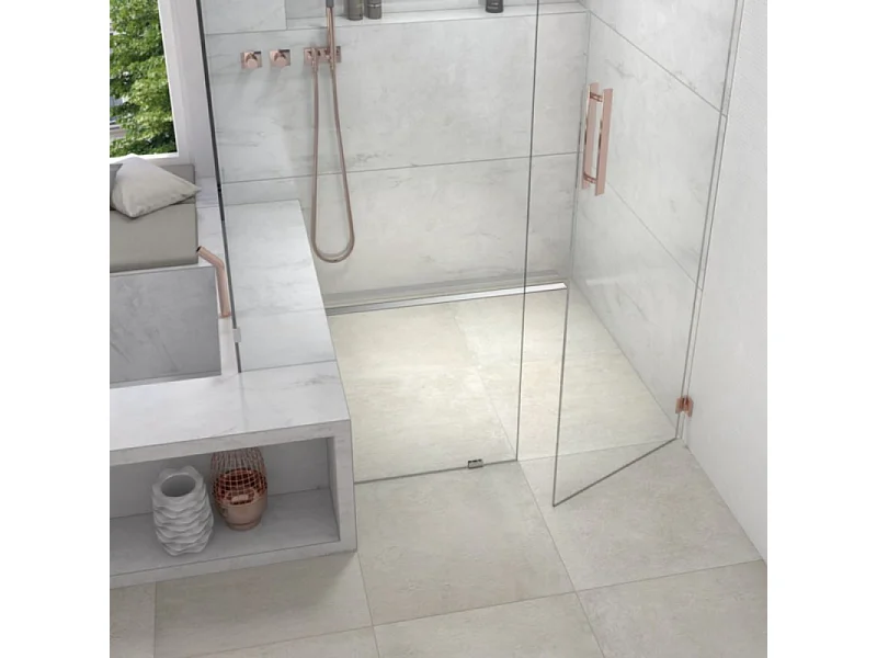 Receveur de douche à carreler 120 x 120 cm Wedi Fundo Riolito Neo + barrette de finition + bonde verticale + kit d'étanchéité + colle 320