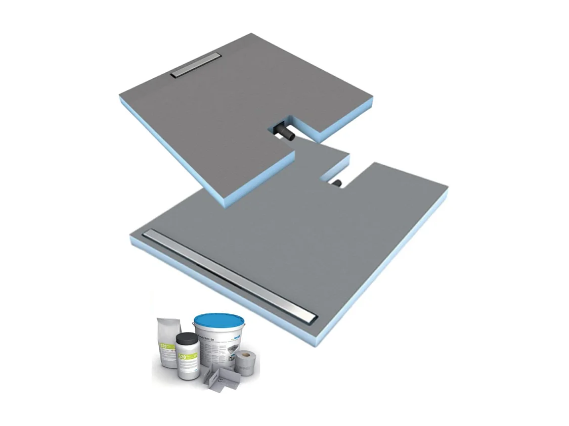 Receveur à carreler 120 x 80 cm WEDI Fundo Plano Linea écoulement linéaire & bonde intégrée + kit d'étanchéité
