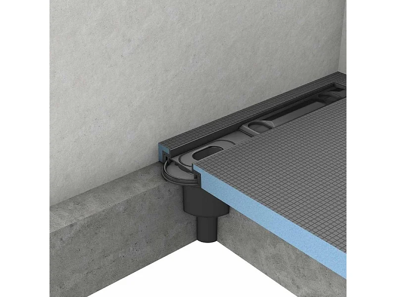 Receveur à carreler WEDI Fundo Riolito Neo + barrette de finition inox + bonde vertical + kit d'étanchéité 120 x 120 cm