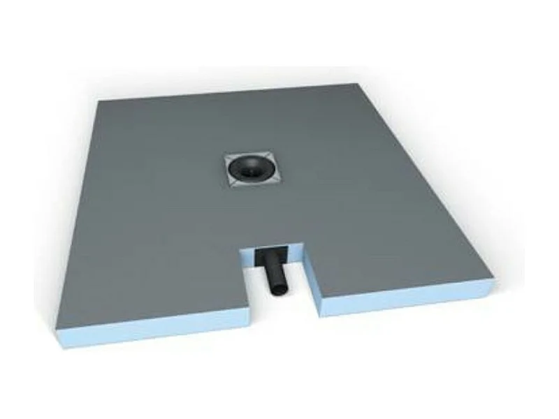 Receveur a carreler 90 x 90 cm Wedi Fundo Plano - ecoulement centre - sortie sur le petit cote