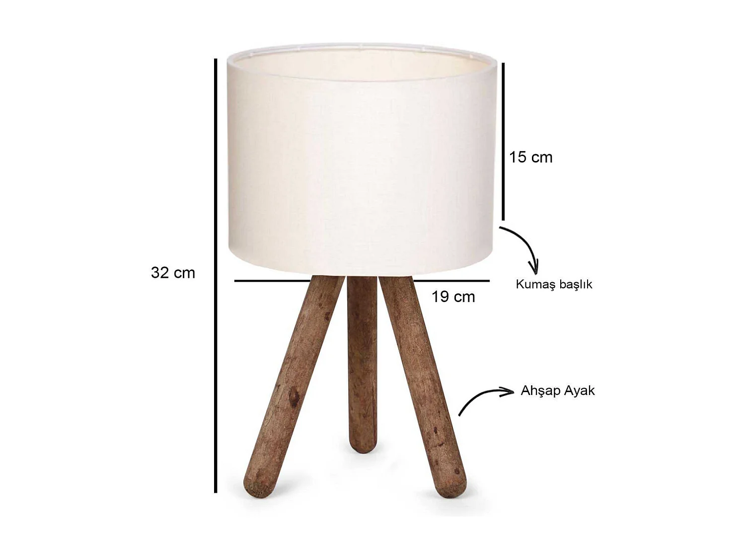 Lampe à poser en bois et tissu Carla