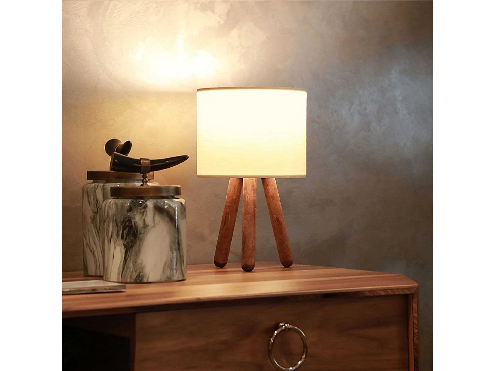 Lampe à poser en bois et tissu Carla