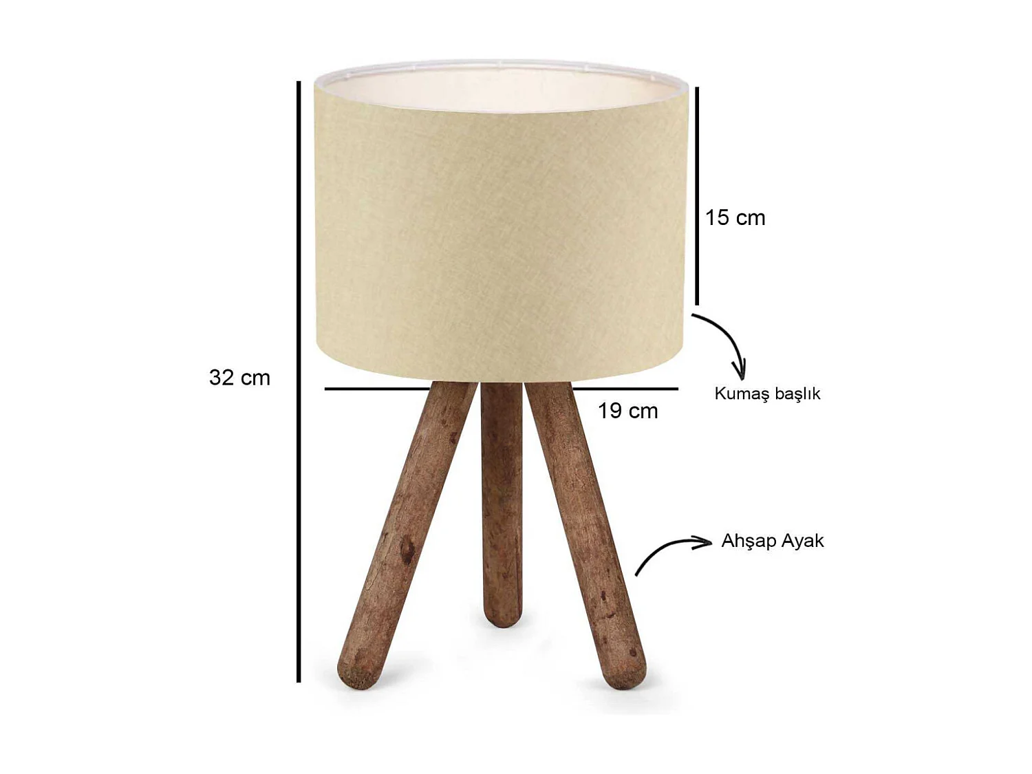 Lampe à poser en bois et tissu Carla