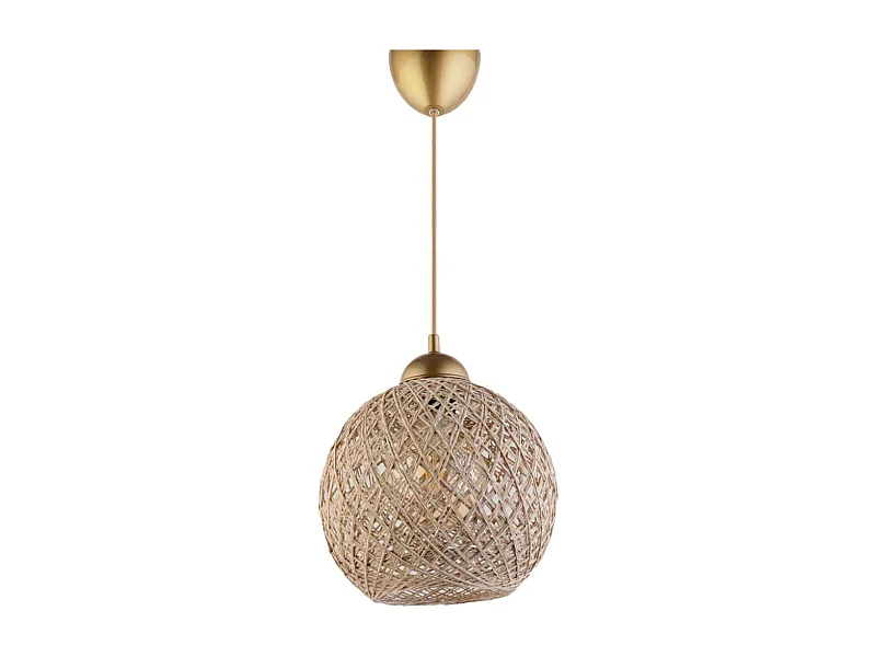 Suspension Berleda D22cm Métal Or et Coton Beige et Blanc