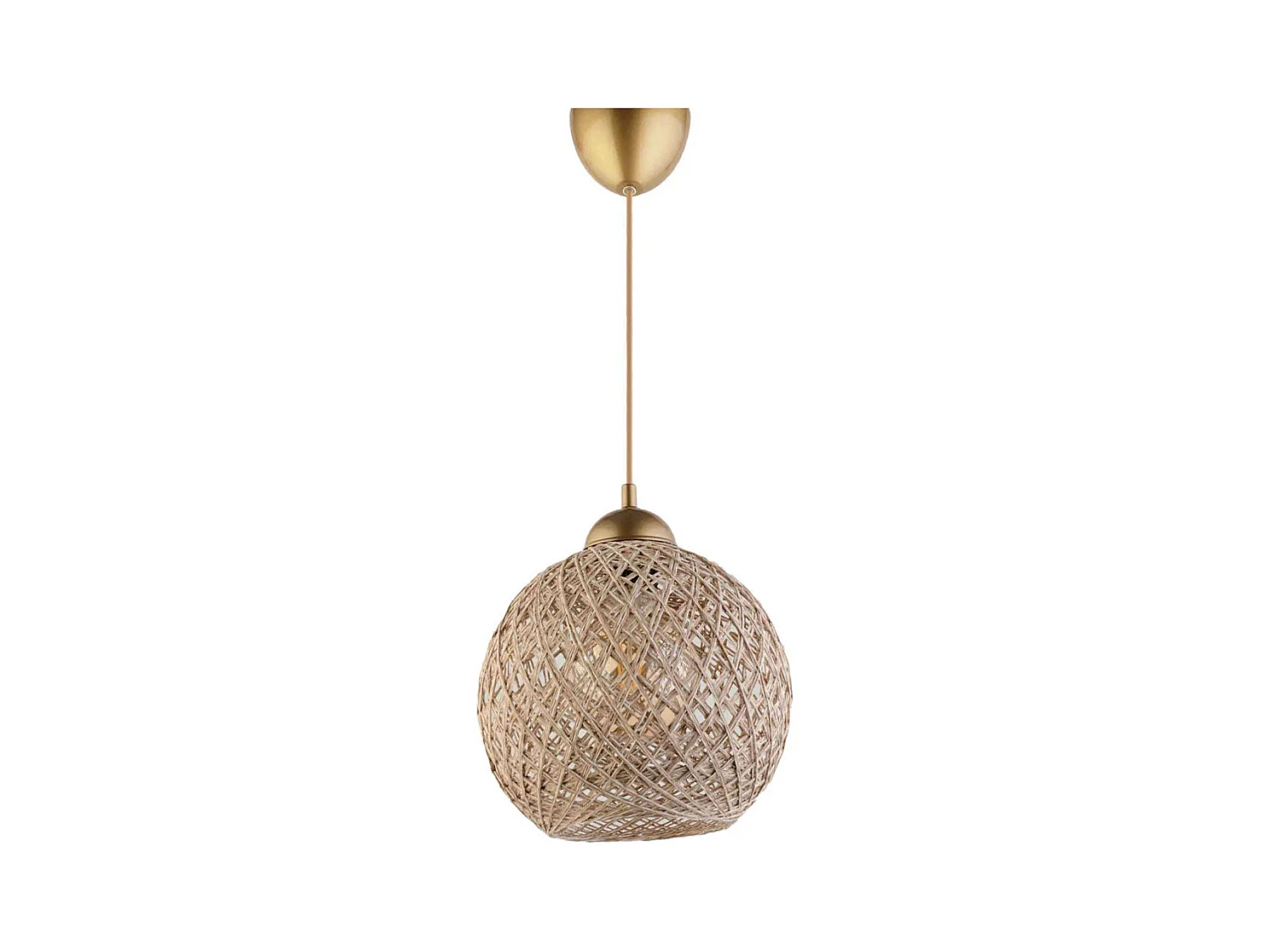 Suspension Berleda D22cm Métal Or et Coton Beige et Blanc