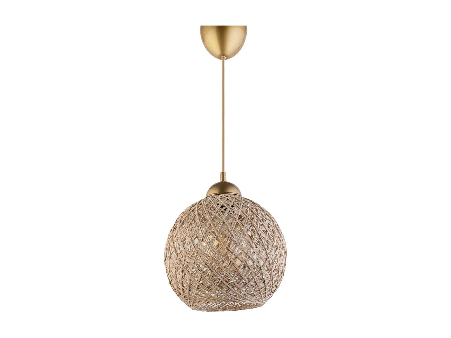 Suspension Berleda D22cm Métal Or et Coton Beige et Blanc