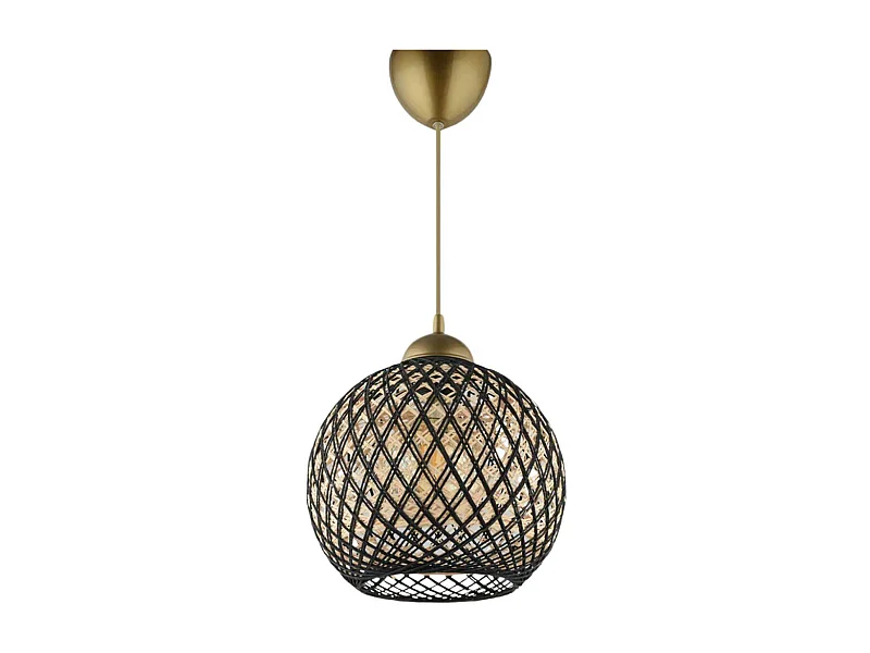 Suspension Berleda D22cm Métal Or et Coton Noir et Beige