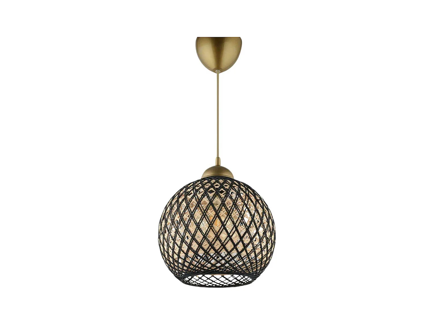 Suspension Berleda D22cm Métal Or et Coton Noir et Beige