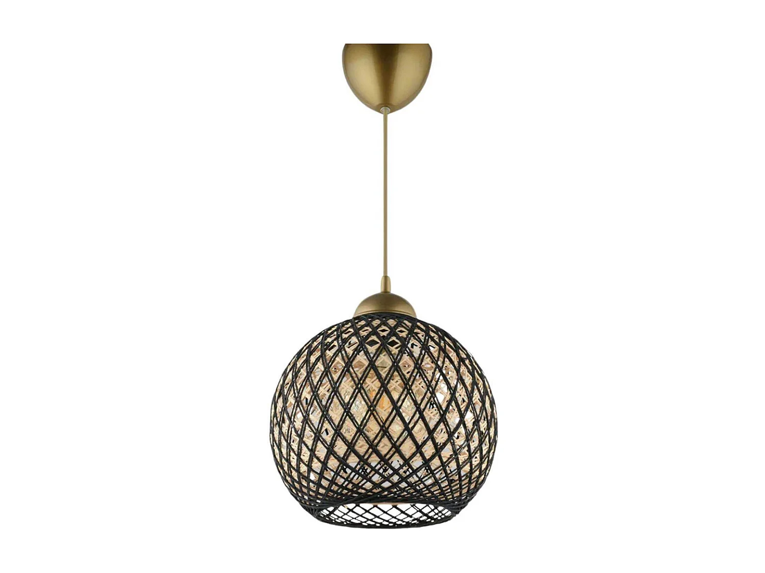 Suspension Berleda D22cm Métal Or et Coton Noir et Beige