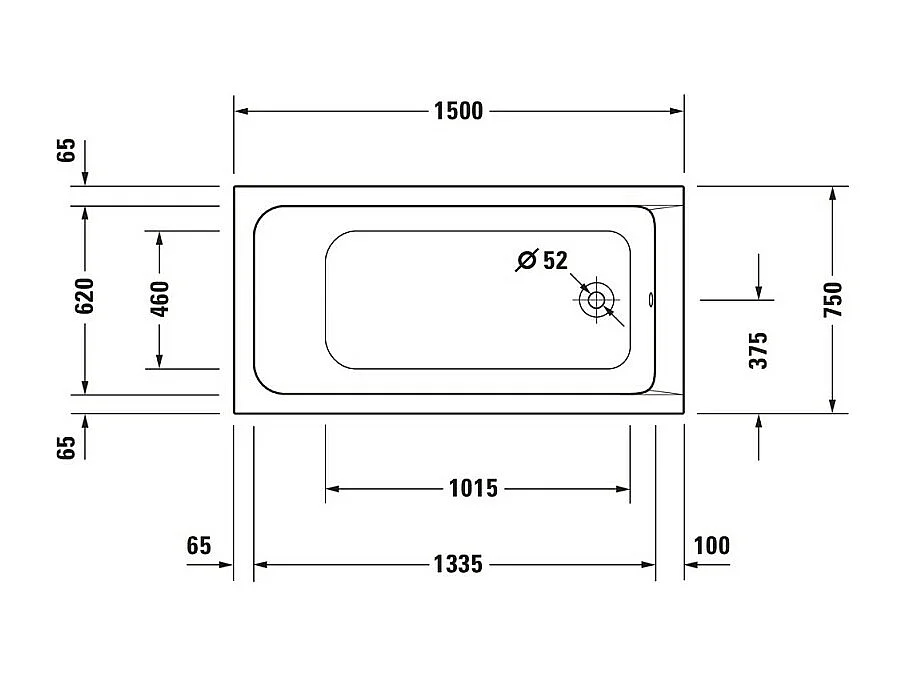 Baignoire droite 150x75 DURAVIT D-Code