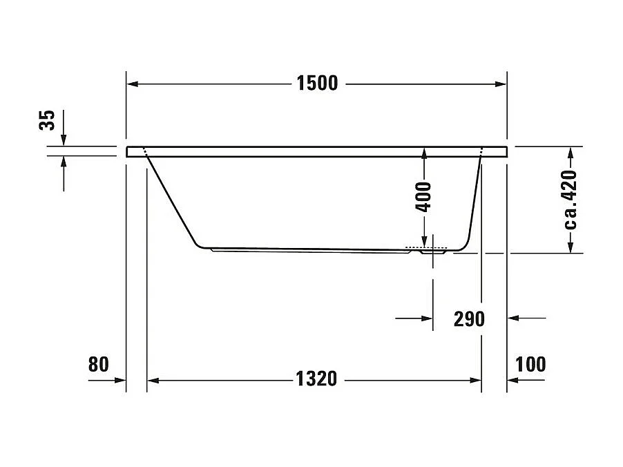 Baignoire droite 150x75 DURAVIT D-Code