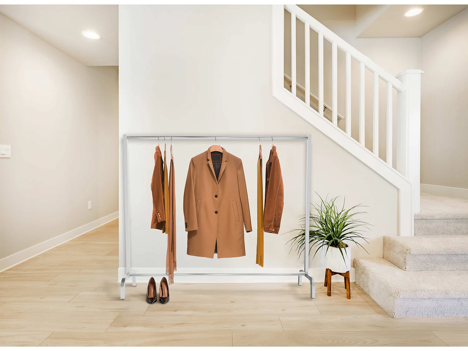 Portant à vêtement - Métal - 150x38x120 cm - Acier inoxydable - Lara