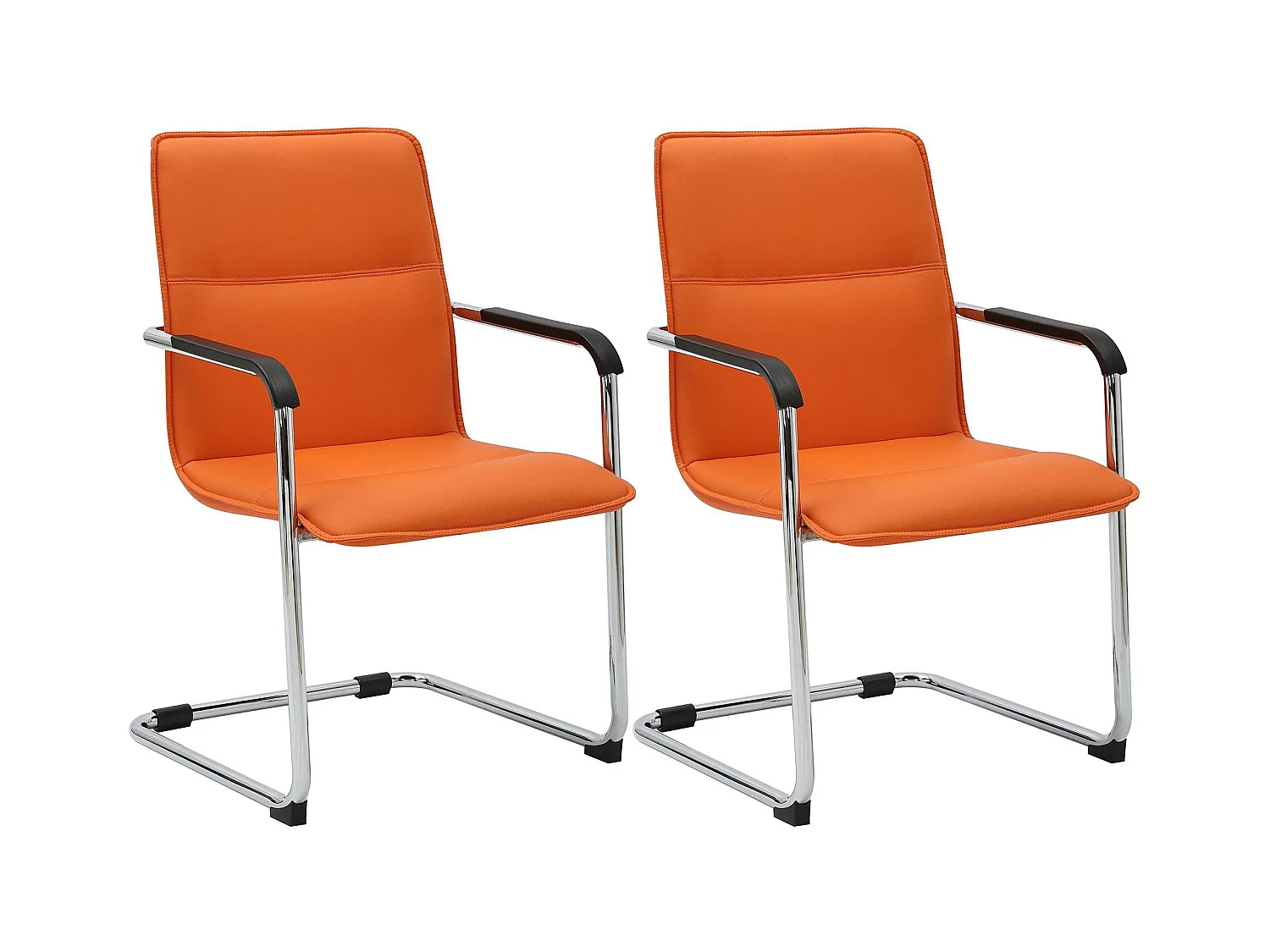 Lot de 2  chaises oscillantes - Similicuir & Blanc - Orange - Seattle