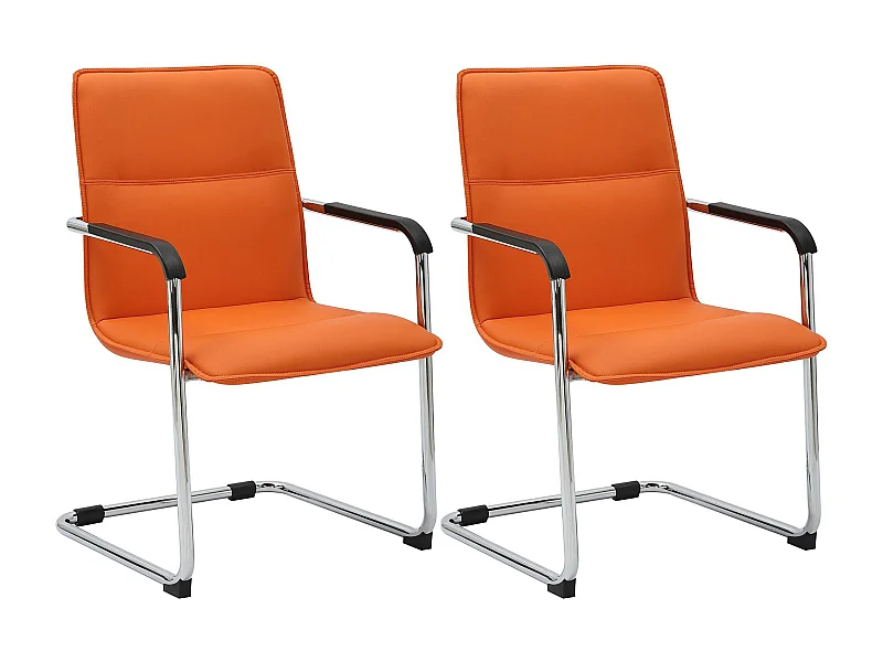 Lot de 2  chaises oscillantes - Similicuir & Blanc - Orange - Seattle