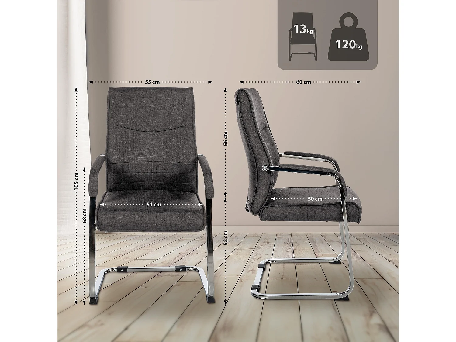 chaises oscillantes - Tissu - Noir - Hobart