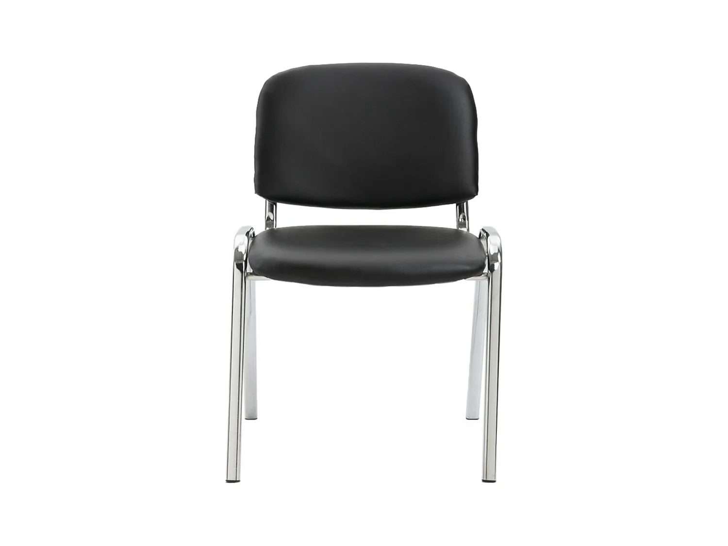 Lot de 4  Chaise de conférence - Similicuir & Métal chromé - Noir - Ken