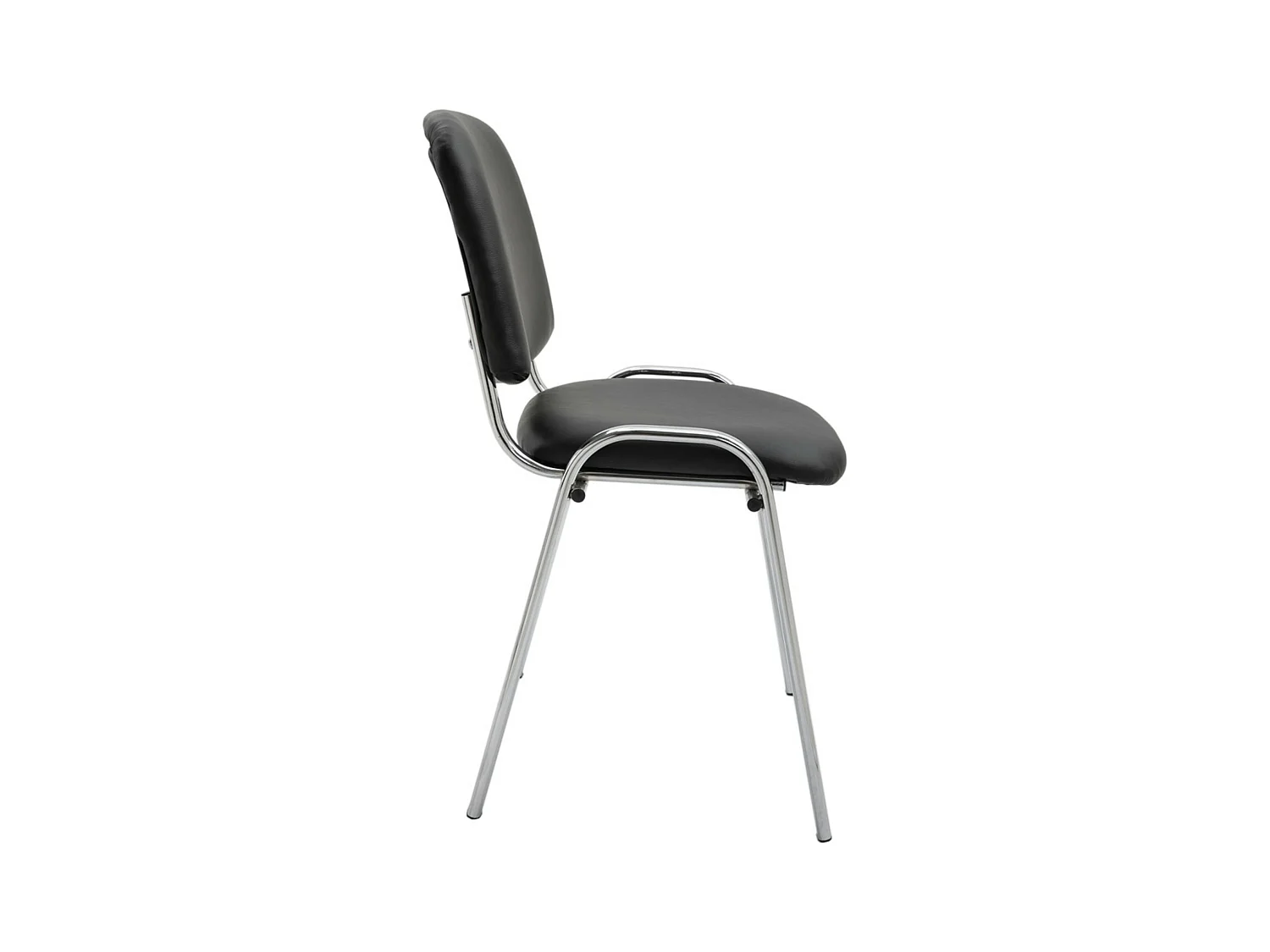 Lot de 4  Chaise de conférence - Similicuir & Métal chromé - Noir - Ken